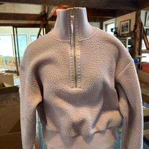 Varley Cropped Rosy Pink Fleece 1/2 Zip Sweater Size Medium
